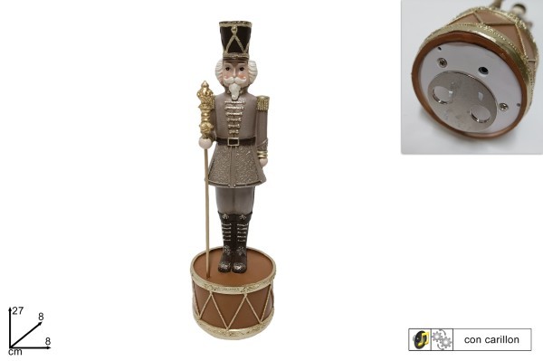 Διακοσμητικός Καρυοθραύστης - Στρατιώτης - Χρυσό/Καφέ - 8x8xY27εκ. - Μουσική/ Κίνηση