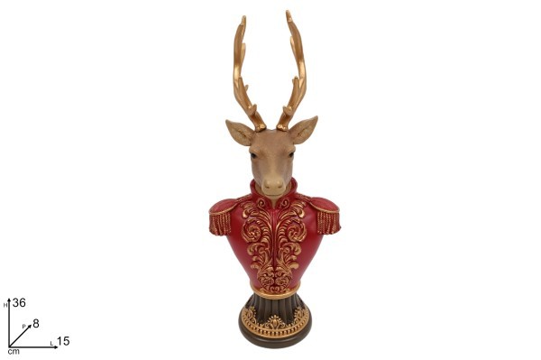 Διακοσμητικός Τάρανδος – Glamour - Κόκκινο/Καφέ -15x8x Υ36εκ.