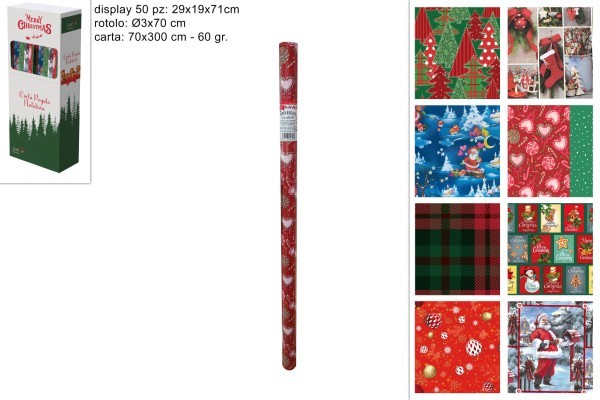 Χριστουγεννιάτικο Χαρτή Περιτυλίγματος – 70x300 εκ. (8 Σχέδια)