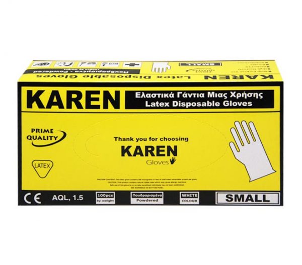 KAREN Powder-coated rubber gloves-Small 100pcs