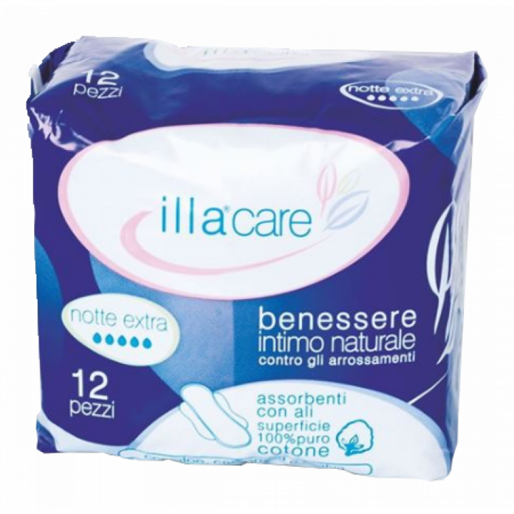 Illa Care Sanitary Pads With Wings Extra Night Servietes 12