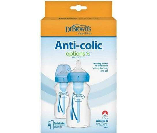 Dr. Brown Wide- Neck Option+Bottle Blue 270ml, 0m+ 2pack