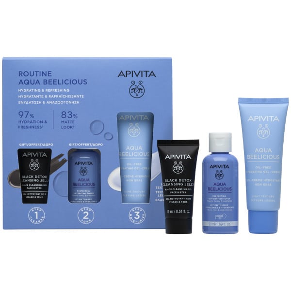 Apivita Promo Set Aqua Beelicious Hydration & Revitalization Moisturizing Cream 40Ml  Toner 50Ml  Cleansing Gel 15Ml