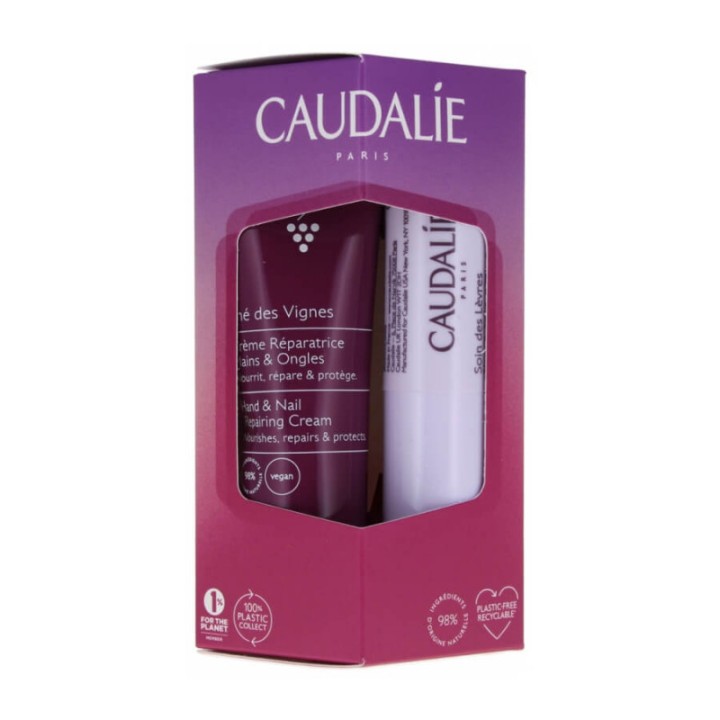 Caudalie – Promo The Des Vignes Hand And Nail Hand Cream 30Ml And Lip Conditioner Lip Hydration 4.5Gr -  Woman skin Set