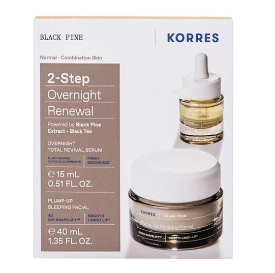 Korres Black Pine Plump Up Sleeping Facial Set Normal Combination Cream Care 40Ml & Serum 15Ml