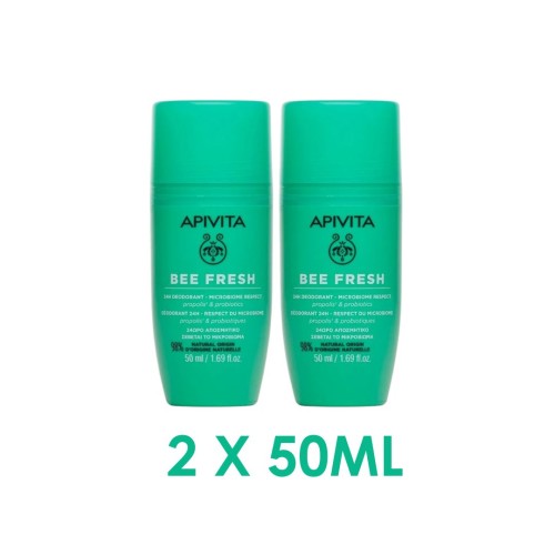 APIVITA BEE FRESH DEO ROLL ON 2 X 50ML