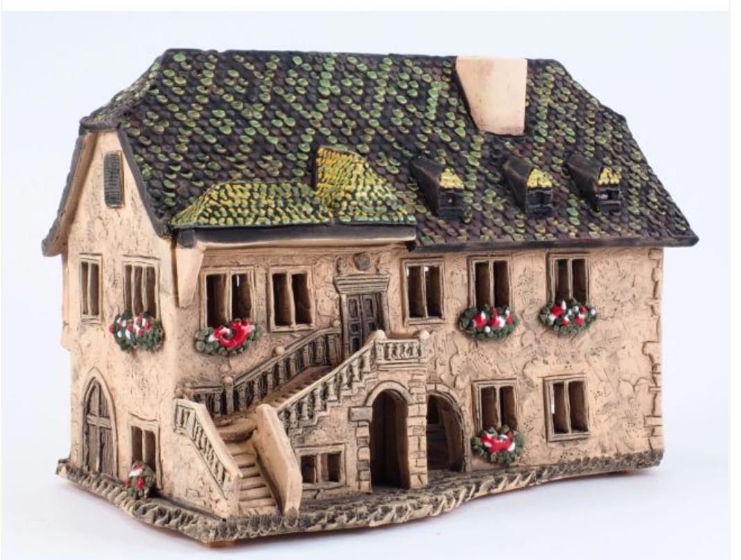 Ceramic Tealight Candle Holder-room decoration- Collectible miniature of Zollhaus in Colmar, Alsace, France.