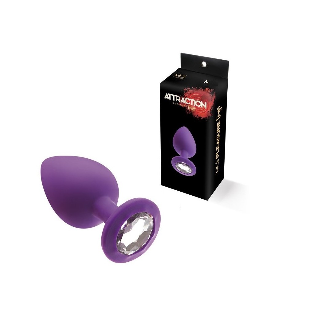 ATTRACTION - SMALL LILAC SILICONE PLUG WITH CLEAR DIAMOND