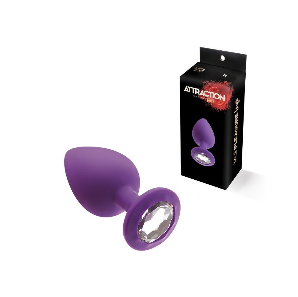 ATTRACTION - MEDIUM LILAC SILICONE PLUG WITH CLEAR DIAMOND