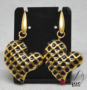 Gold Black Stainless Steel Heart Earrings