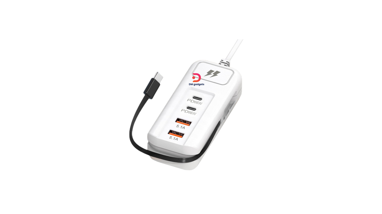 594H#JG-01® Fast Charge adapter with 2 USB-A & Type-C ports & Type-C cable -White