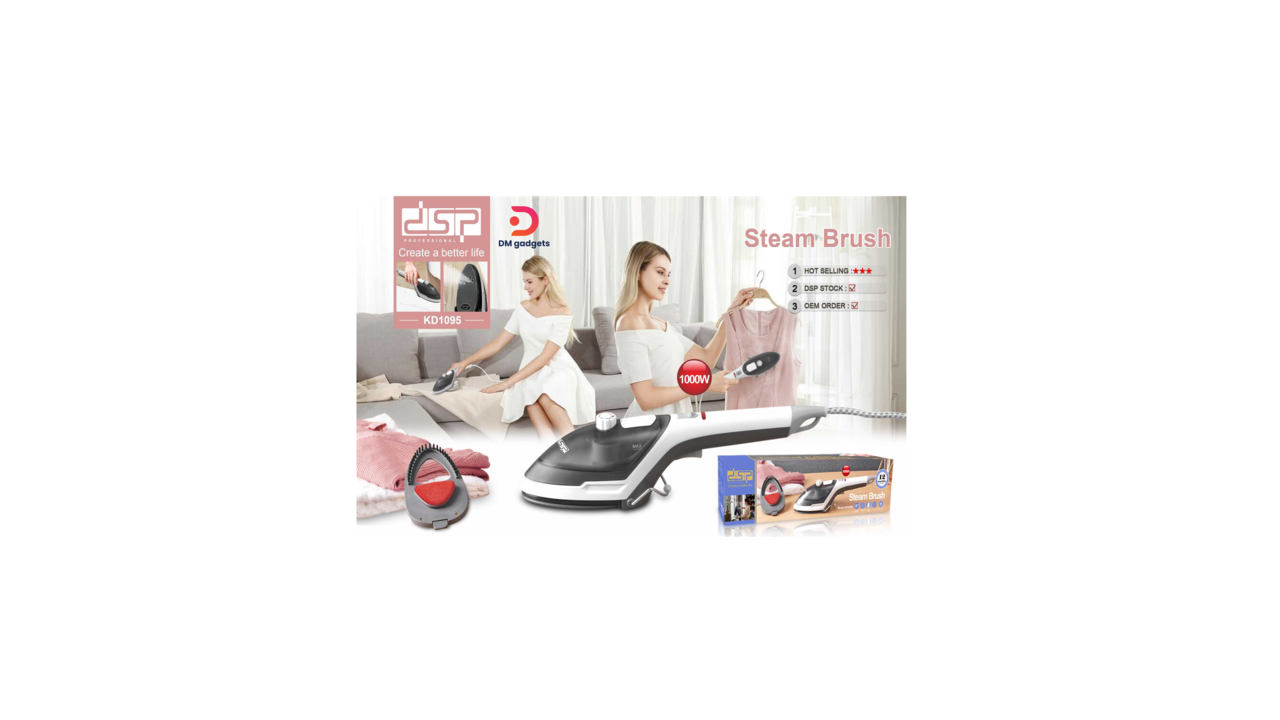 642Q12#DSP®KD1095 Handheld Garment Steamer 1000W -White-Black