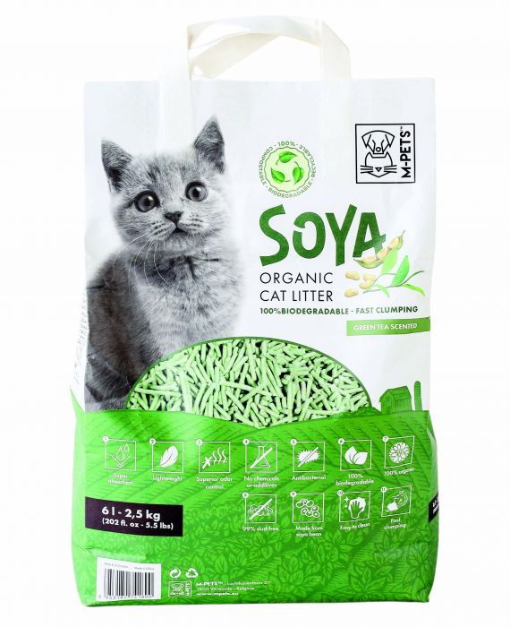 M-pets - Soya Organic Green Tea Cat Litter - 10 Kg