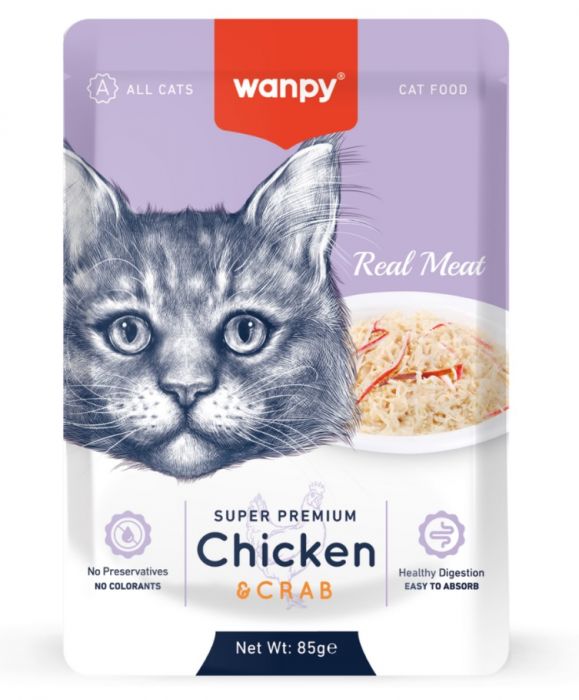 Wanpy - Cat Pouch Chicken & Crab 85gr - 85gr