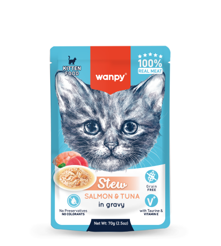 Wanpy Stew Salmon And Tuna In Gravy For Kittens - 70gr