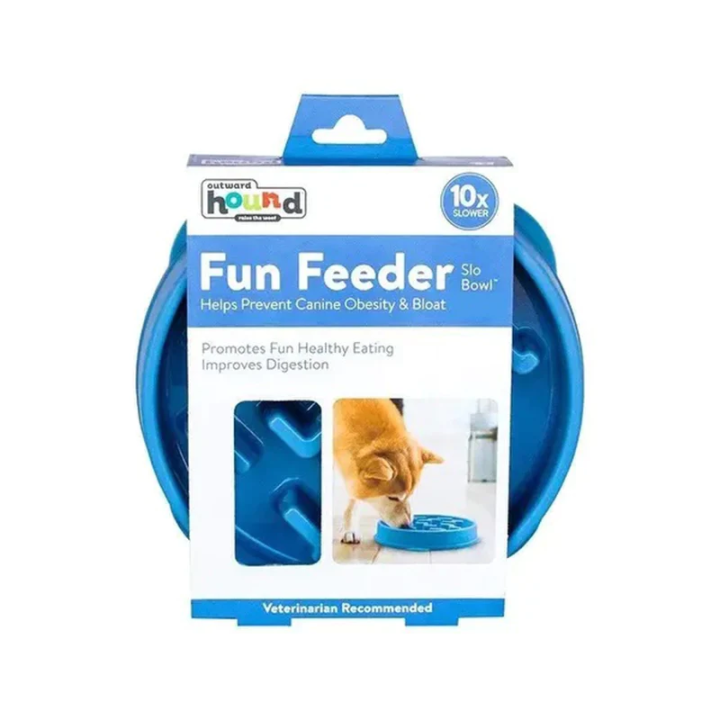 Outward Hound Fun Feeder Slo-bowl Notch Blue