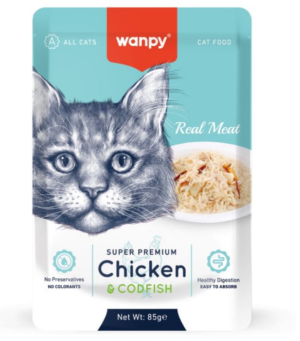 Wanpy - Cat Pouch Chicken & Codfish 85gr - 85gr