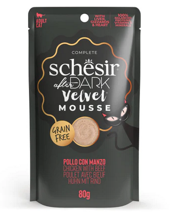 Schesir Cat's wet food After Dark Velvet Chicken With Beef Mousse Pouch 80gr