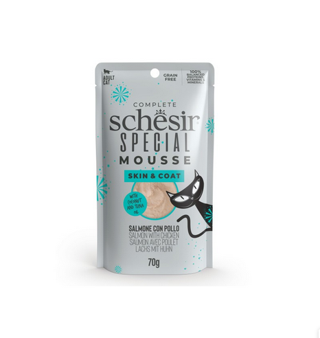 Schesir Cat's wet food Special Skin & Coat Salmon & Chicken Mousse Pouch 70gr