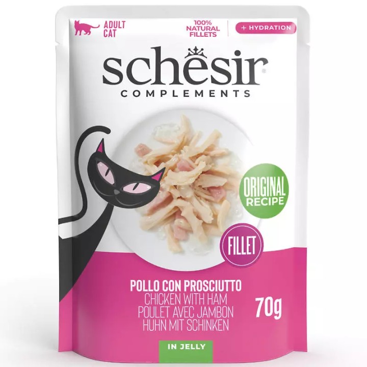 Schesir Cat Chicken Fillets With Ham Pouch In Jelly - 70gr