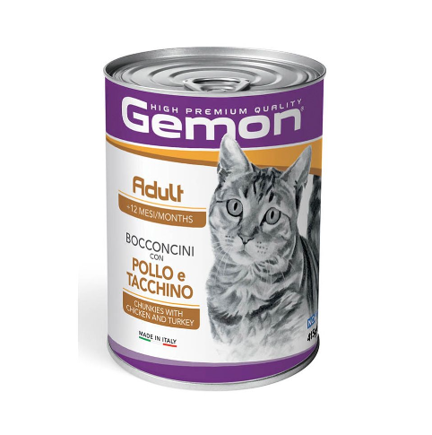 Gemon Cat Adult Chicken And Turkey Chunkies - 415gr