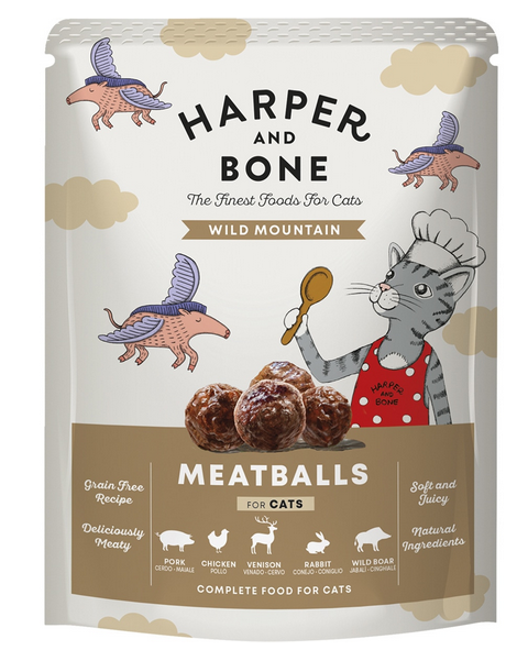 Harper & Bone Flavours Wild Mountian Meatballs Wet Cat Food With Rabbit And Deer - 85gr