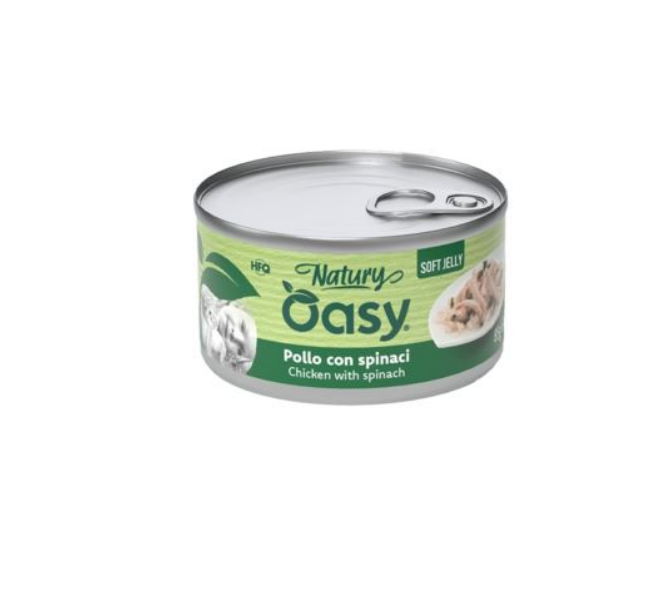 Oasy Wet Cat Natury Soft Jelly - Chicken With Spinach - 85gr