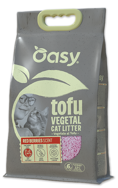Oasy Natural Cat Litter Tofu Red Berries Scent - 6 Kg