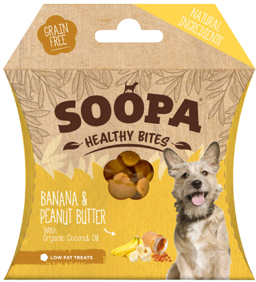 Soopa Natural Bites Treats Banana & Peanut Butter Bites 50g - 50gr