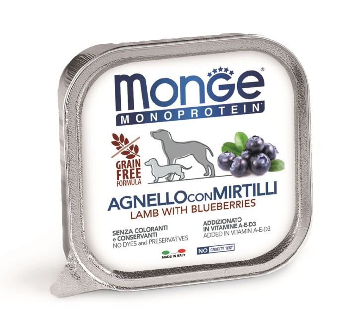 Monge Monoprotein Dog Wet Lamp And Blueberries - 150gr