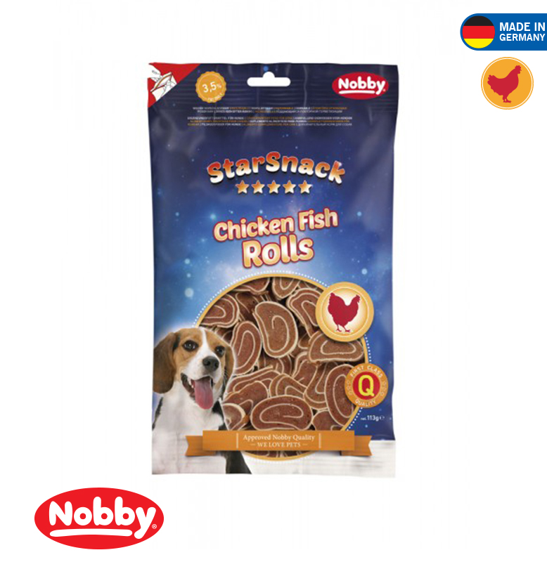 Nobby Starsnack Chicken Fish Rolls 113g