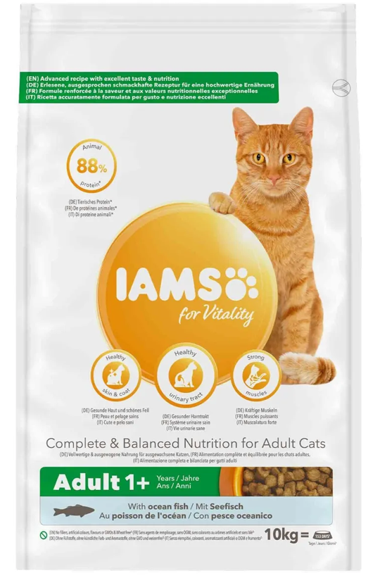 Iams Adult Dry Cat Food Ocean Fish 10kg