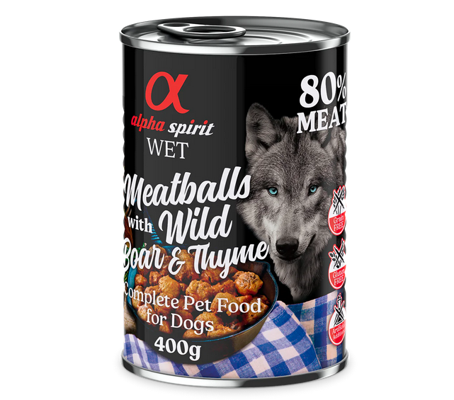 Alpha Spirit Meatballs With Wild Boar And Thyme Wet Dog Food - 400gr