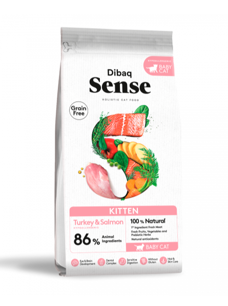 Dibaq Sense Grain Free Kitten Turkey & Salmon Dry Food - 1.5 Kg