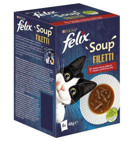 Purina Felix Soup Multipack With Beef,chicken And Lamb - 48gr