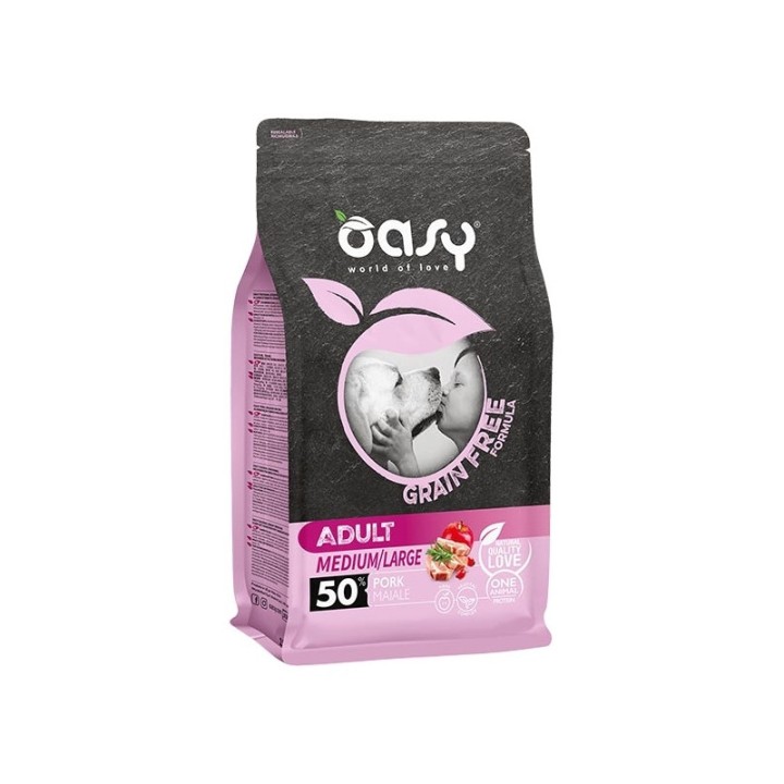 Oasy Grain Free Adult Medium  Large With Pork - 18 Kg