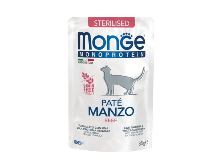 Monge Wet Cat Grain Free Monoprotein Pate Sterilised Beef - 85gr