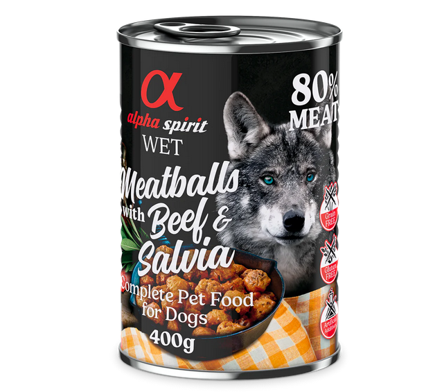 Alpha Spirit Meatballs With Beef And Salvia Dog Wet Food - 400gr