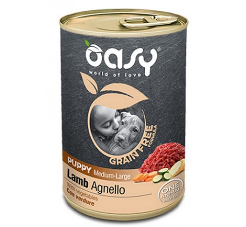 Oasy Wet Dog Grain Free - Puppy Medium & Large Breed Lamb - 400gr
