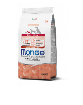 Monge Natural Super Premium Mini Puppy And Junior Monoprotein Salmon With Rice - 2.5 Kg