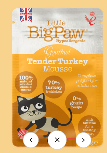 Little Big Paw Cat Wet Food Gourmet Tender Turkey Mousse Pouch - 90gr