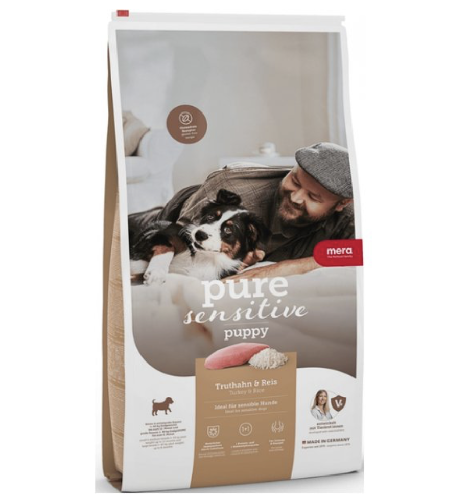 Mera Dog Food Pure Sensitive For Puppies And Mother Dogs Turkey And Rice - 12.5 Kg