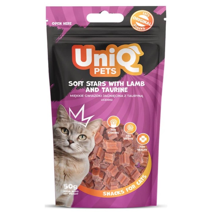 Uniq Pets Cat Snacks Soft Stars With Lamb  Taurine - 50gr