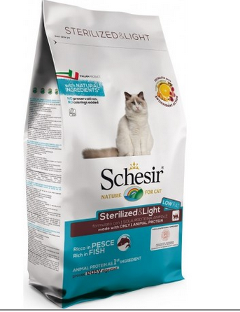 Schesir Sterilized And Light Cat Dry Food With Fish - 10 Kg