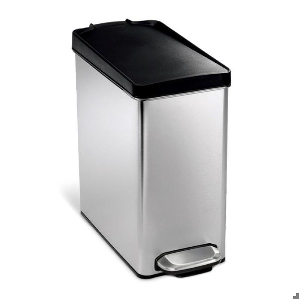 SIMPLEHUMAN PROFILE PEDAL BIN WITH PLASTIC LID 10L - BRUSHED S/STEEL