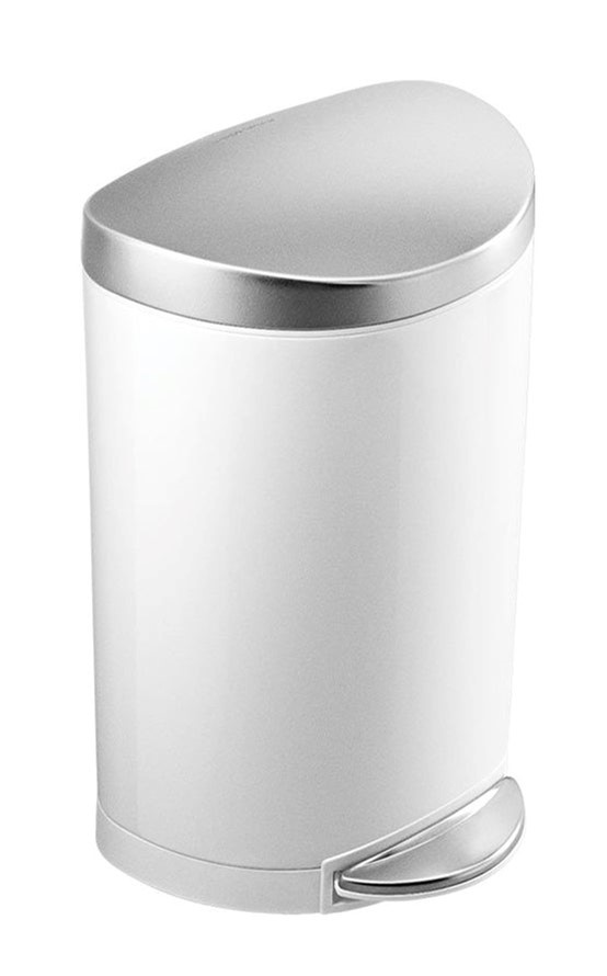SIMPLEHUMAN SEMI-ROUND PEDAL BIN 10L - WHITE