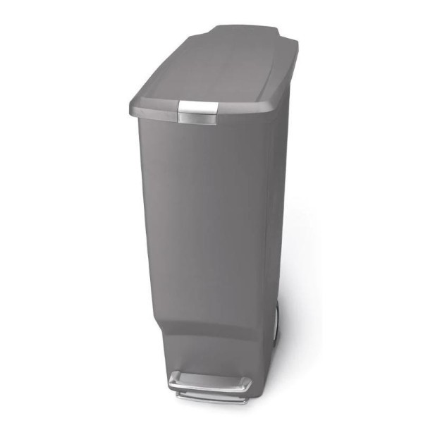 SIMPLEHUMAN SLIM PEDAL BIN WITH 2 WHEELS 40L - GREY
