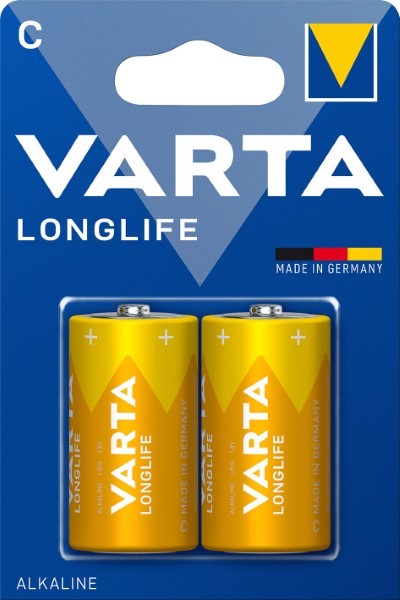 VARTA LONGLIFE ALKALINE BATTERIES C, BABY, LR14, 1,5V, 2-PACK