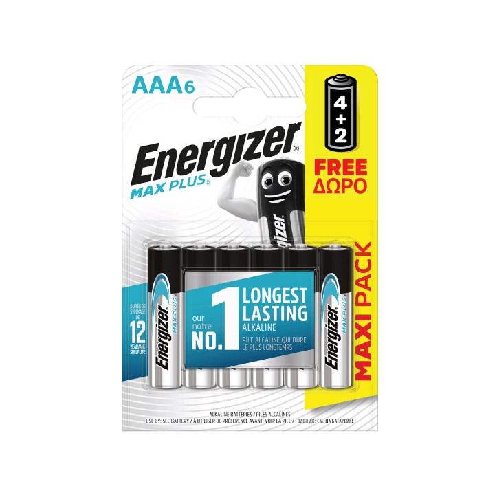 ENERGIZER MAX PLUS AAA BATTERIES 6 PCS (4 + 2 FREE)