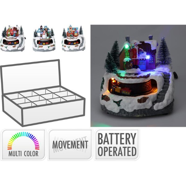 DECORATIVE WINTER SCENE WITH TRAIN 13CM - ASSORTED DESIGNS